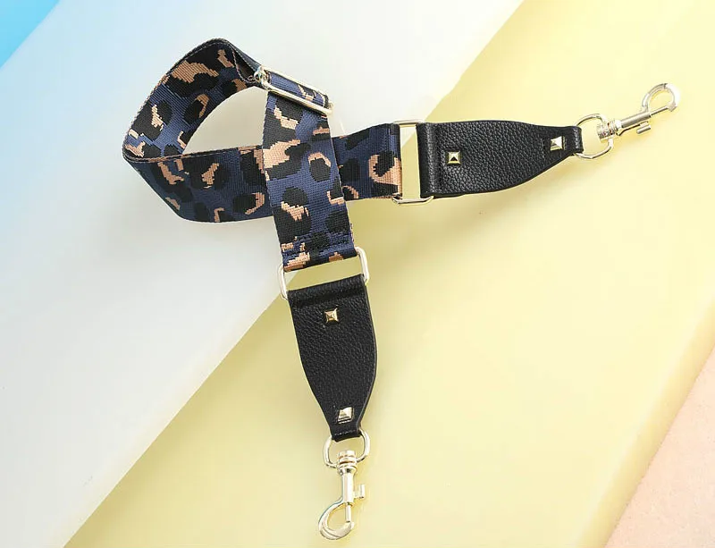 Dark Blue Новые Красочные леопардовые холщовые ширина сумки ремень Сменные плечевые ремни Регулируемый через плечо ремень кошелек Ремни Аксессуары - Цвет: Dark Blue
