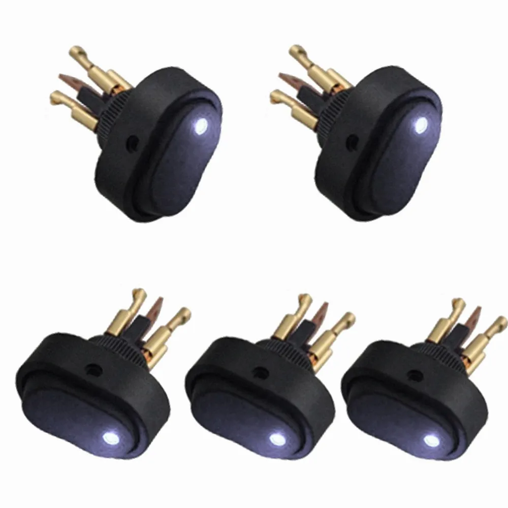 

EE support 5 X White LED Light Switch 12V 30Amp 30A Car Boat Auto Rocker SPST Toggle Switch Car Accessories Universal