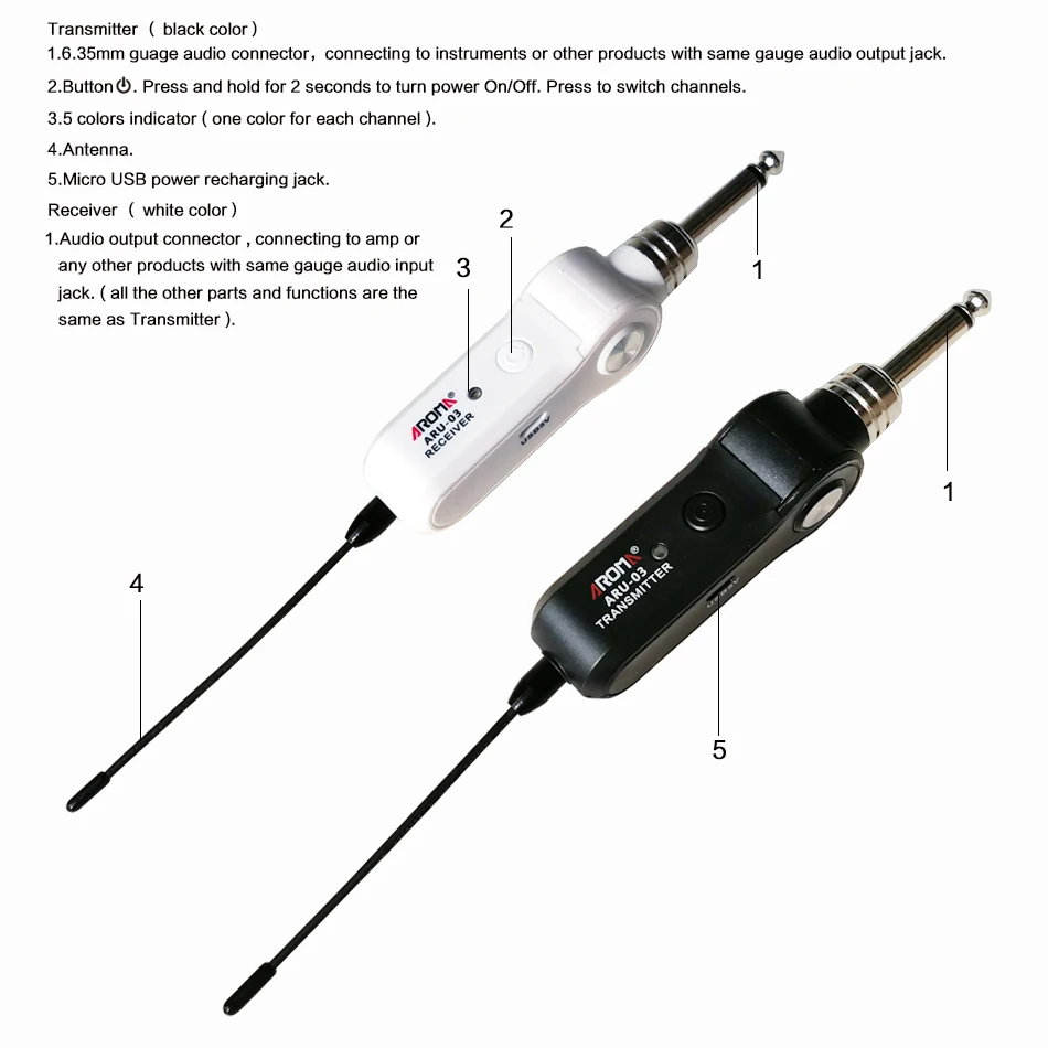 Беспроводная передача звука AROMA для всех типов гитар и басов аксессуары гитары
