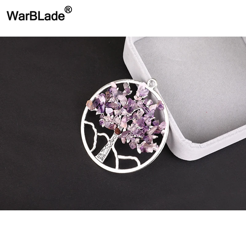 WarBLade 13 видов цветов Радуга 7 Чакра Древо жизни Подвески ожерелье s натуральный камень кристалл мудрости ожерелье в виде дерева жизни для женщин подарок