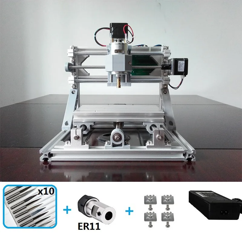 CNC1610 with ER11 CNC1610 фрезерный станок для лазерной гравировки лазерный гравер ER11 GRBL хобби машина 110 В 220 В для дерева PCB ПВХ мини фрезерный станок с ЧПУ стол - Цвет: CNC1610 with ER11