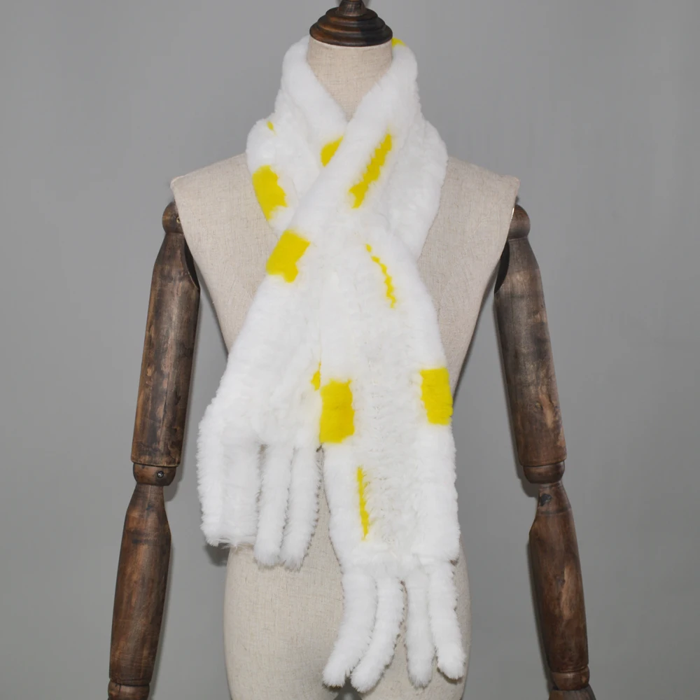 Для женщин Настоящий мех кролика шарф 100% из натурального меха благородного