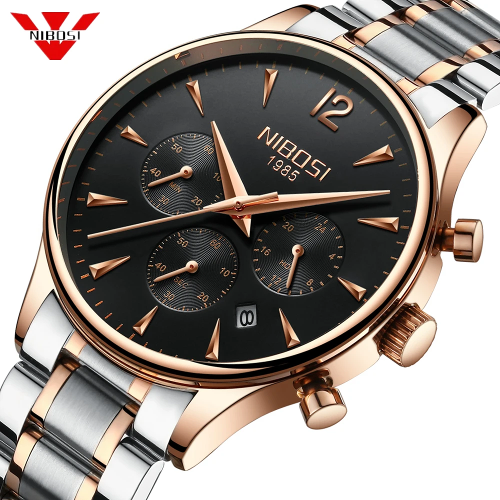 NIBOSI мужские часы Топ бренд Роскошные наручные водонепроницаемые спортивные