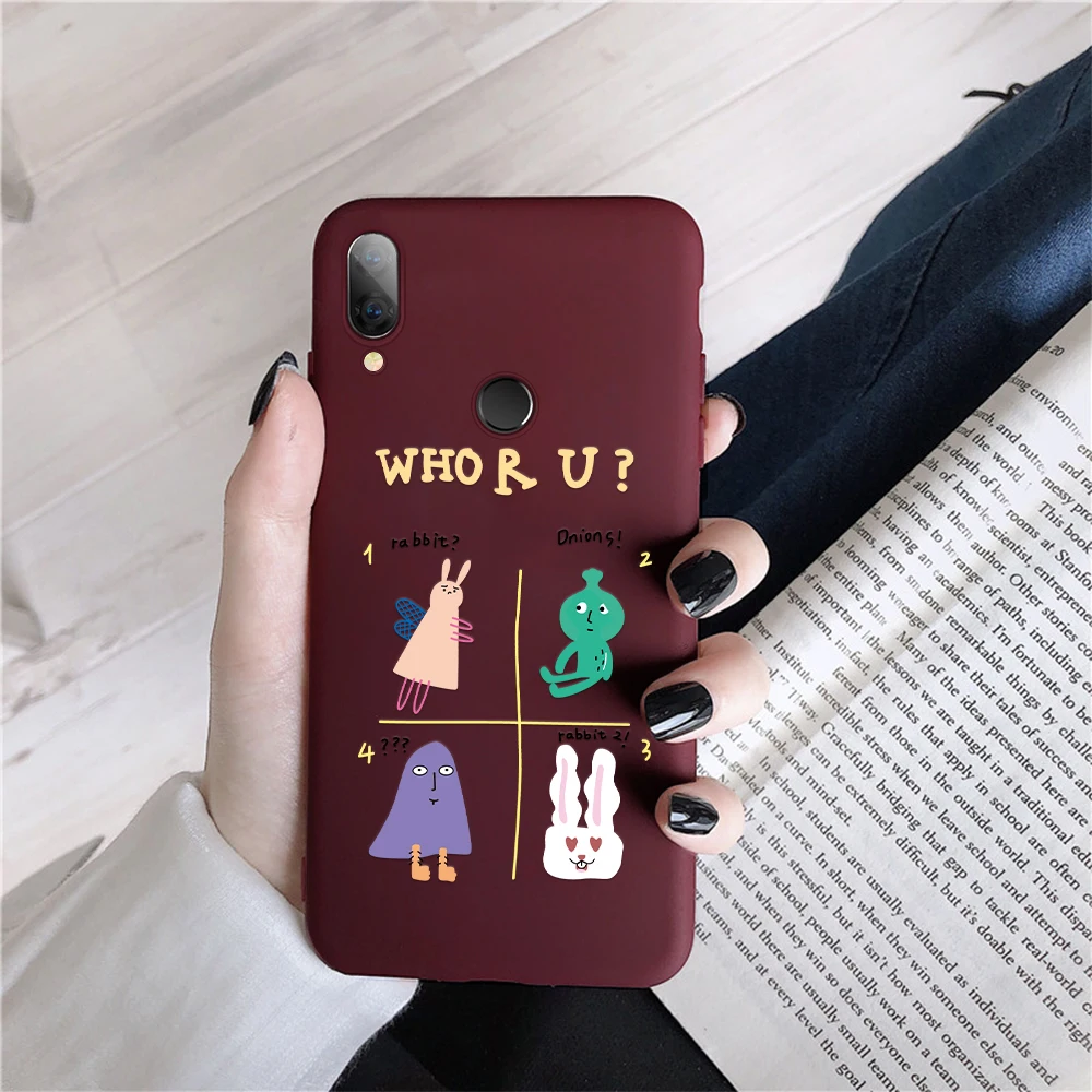 Phone case For Huawei Nova 5i 3E 4E P20 P10 P30 Lite Pro 2019 Claret Red Cartoon Love Heart Cat Pattern Silicone Back cover |
