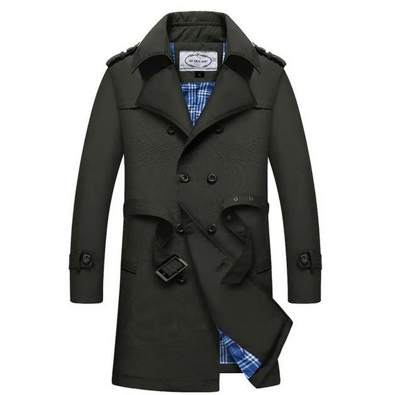 British Trench Men Slim Double Breasted Mens Long Trench Coat Trenchcoat Jacket Male Coat TBusiness Casual rench