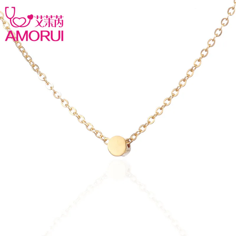 Розовое золото/серебряный Цветной Круг Воротник Ожерелье Круглый Bean Point Collier