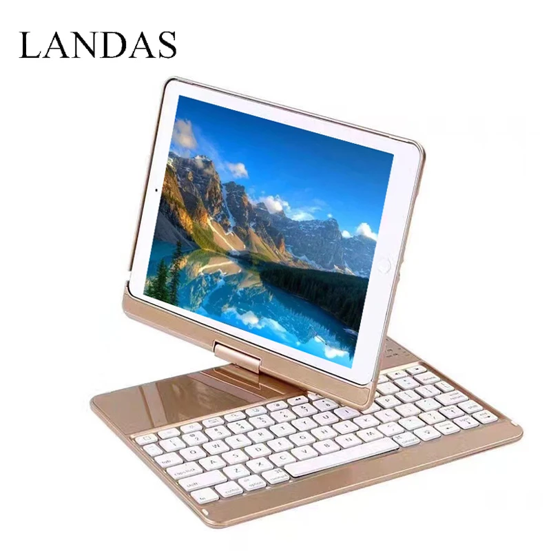 Landas для iPad 9,7 клавиатура Bluetooth беспроводная клавиатура с подсветкой 360 Вращение Роскошные клавиатуры для iPad Air Case 9,7 дюймов
