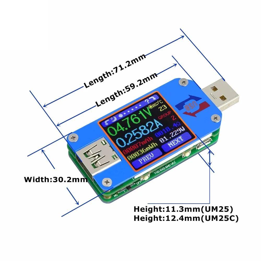 ALLSOME UM25C USB 2 0 Type C цветной ЖК тестер напряжение vurrint метр Вольтметр Амперметр