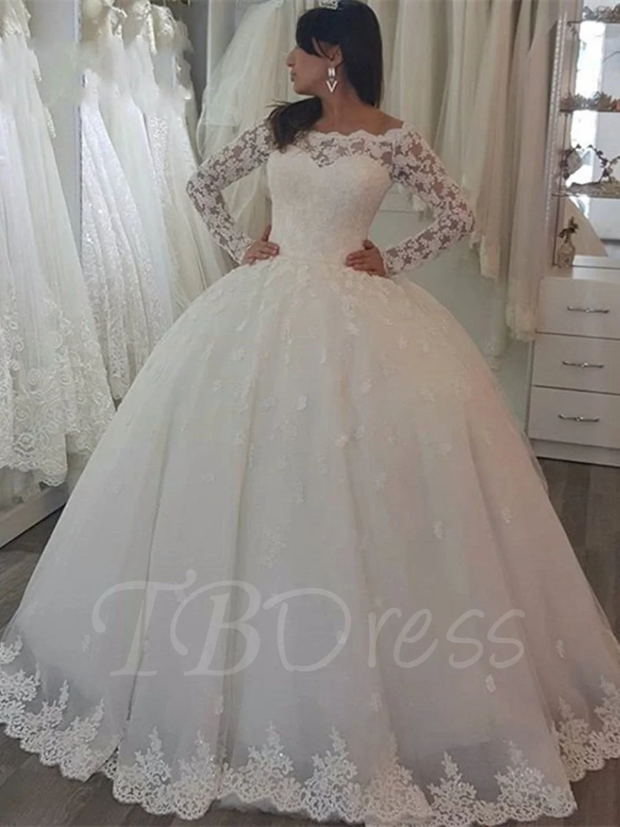 Vestido Де Noiva Ренда Старинные Кружева Принцесса Свадебное Платье Off-Плечо Длинные