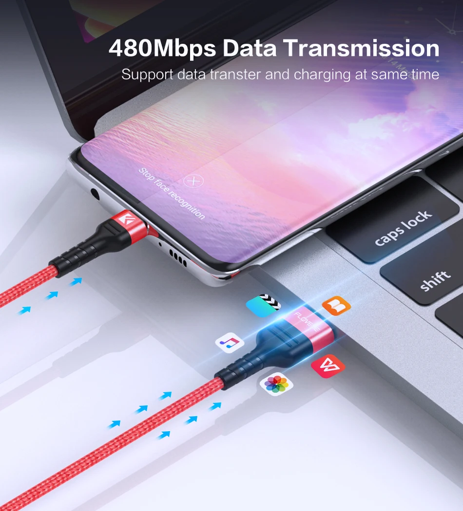 FLOVEME 3A usb type C кабель для samsung S10 S10e S9 USB C кабель для мобильного телефона Быстрая зарядка type C кабель для устройств usb type-C
