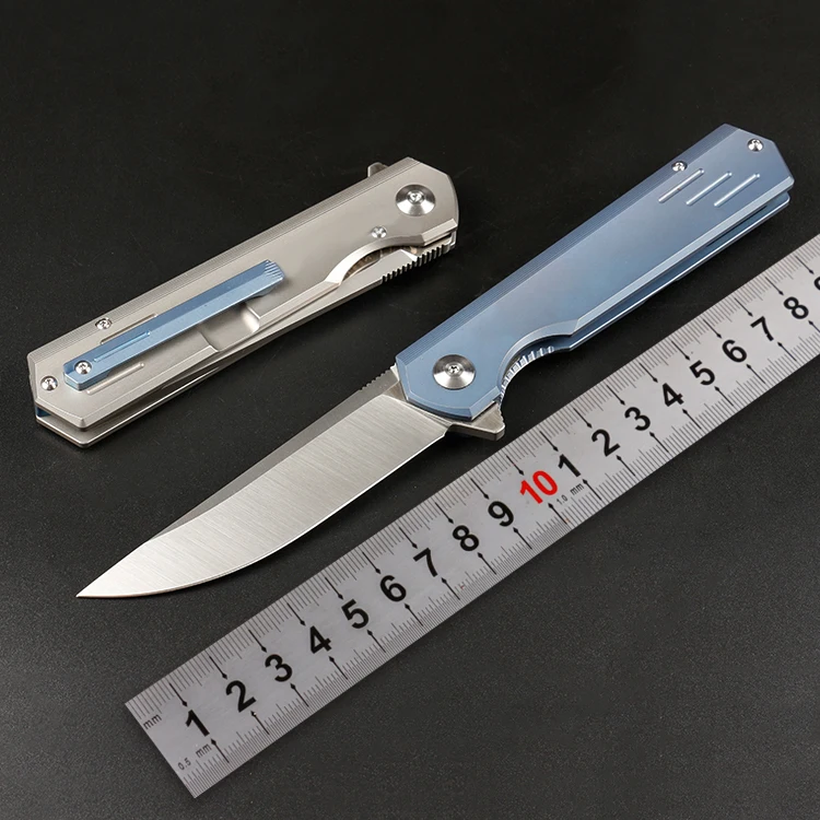 Складной нож Freewolf С флиппером M390 сатиновое лезвие с отверстием CNC TC4 ручка из