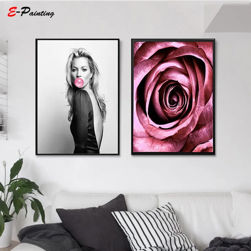 Настенная картина с цветами и розовыми лепестками для гостиной|Рисование