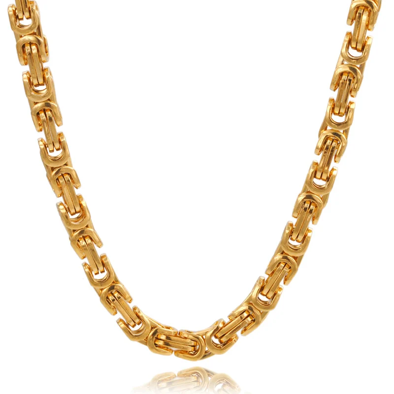 gold Moorvan, 55 см, 5,5 мм, Византийская Коробка, звенья, цепочка, ожерелье для мужчин,, нержавеющая сталь, ожерелье, Ретро стиль, для мальчиков, вечерние, ювелирное изделие, подарок, VN203 - Окраска металла: gold