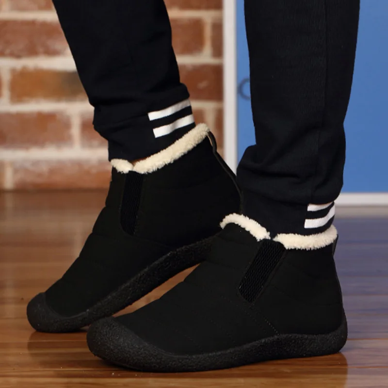 2018 New Fashion Winter Solid Color Shoes Men Warm Plush For Thick Sole Males Brand Cotton Flats Big Size Lx5 | Обувь