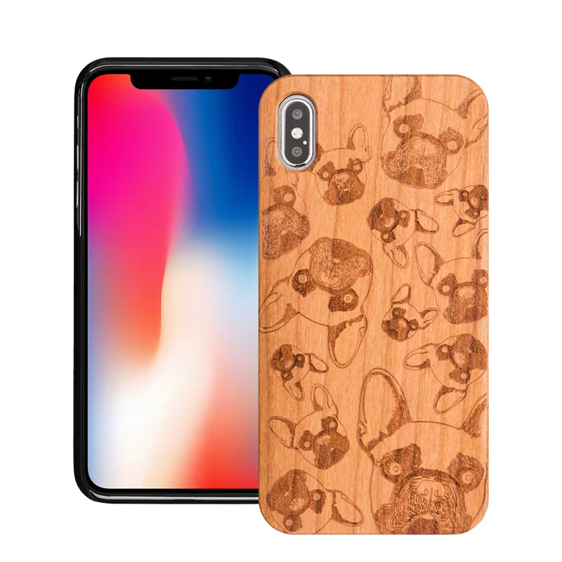 Роскошный чехол из вишневого дерева для iPhone 5 5SE XS MAX XR 6 6S Plus с животным узором, жесткая Силиконовая задняя крышка на 5s 7 8 Plus Shell