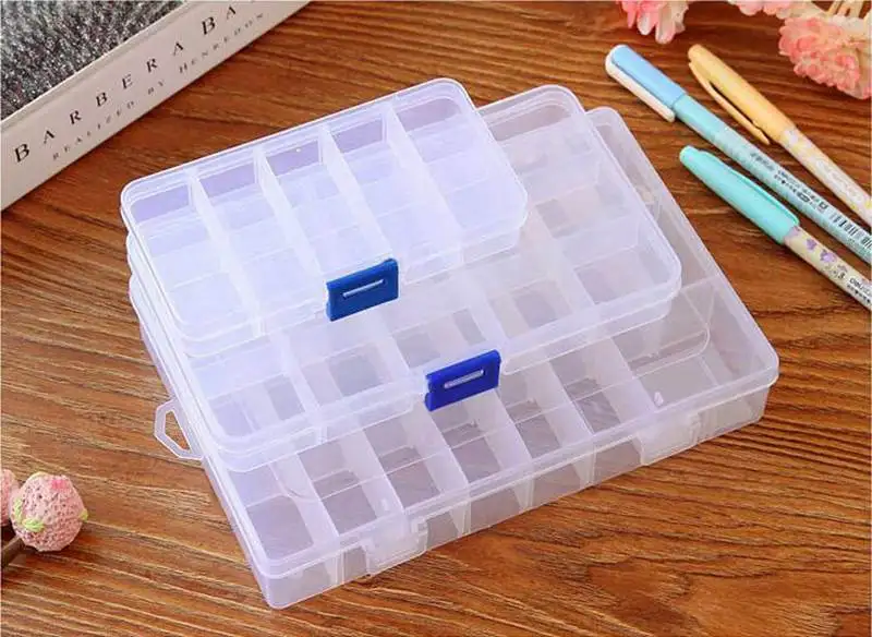 Life Essential 10/15/24 Compartment Storage Box Practical Adjustable Plastic Case for Bead Rings Jewelry Display Organizer | Дом и сад