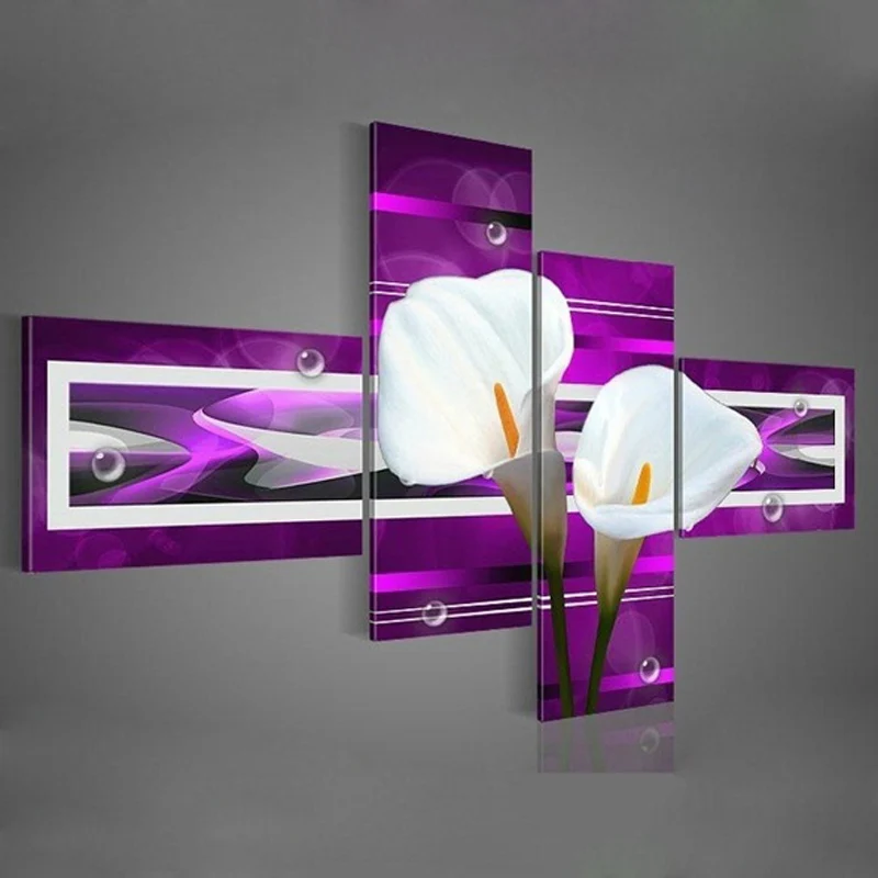 Ручная работа настенная живопись черные чистые белые лилии домашний декор