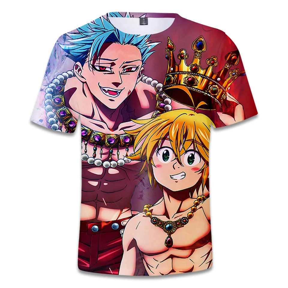 Аниме Nanatsu No Taizai футболка the Seven Deadly Sins 3d Принт футболки для мужчин и женщин детская одежда