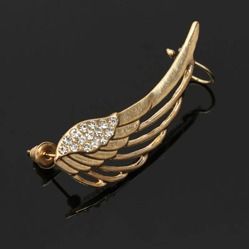 

Fashion 1 Pc Crystal Rhinestone Angel Wing Ear Cuff Ear Clip Earrings Women Personality Jewelry Gift brincos para as mulheres