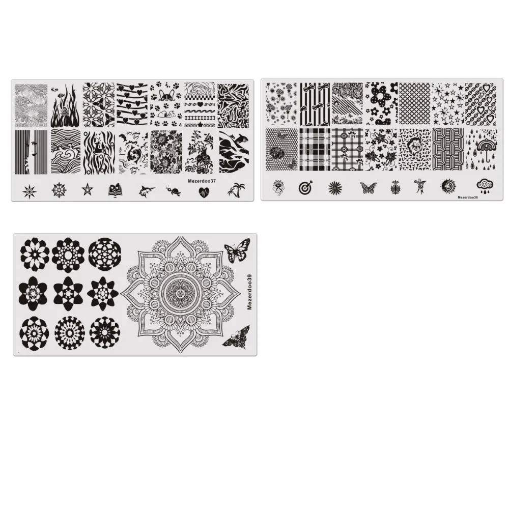 Прямоугольный трафарет 9 шт./лот шаблон с изображением цветов черепа шестеренка