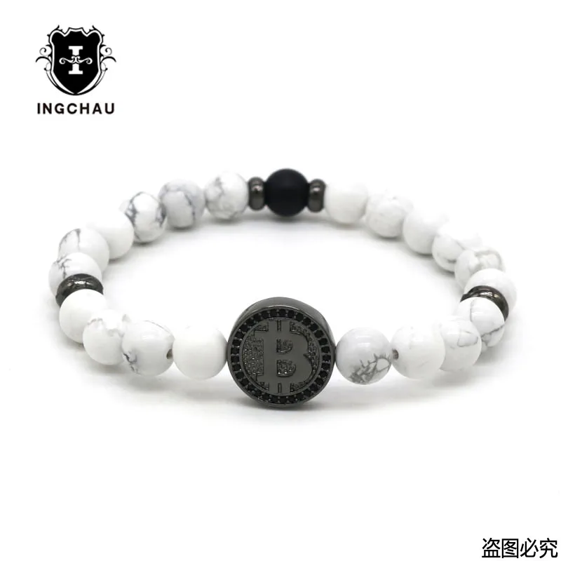 2018 модный браслет с кубическим цирконием и биткоином мужской белыми каменными