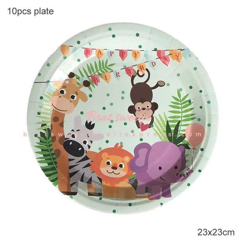 zoo 9in plate Шагающие воздушные шары с животными Милая кошка панда динозавр Тигр Жираф джунгли вечерние детские мальчики девочки декорации с днем рождения воздушные шары - Цвет: zoo 9in plate
