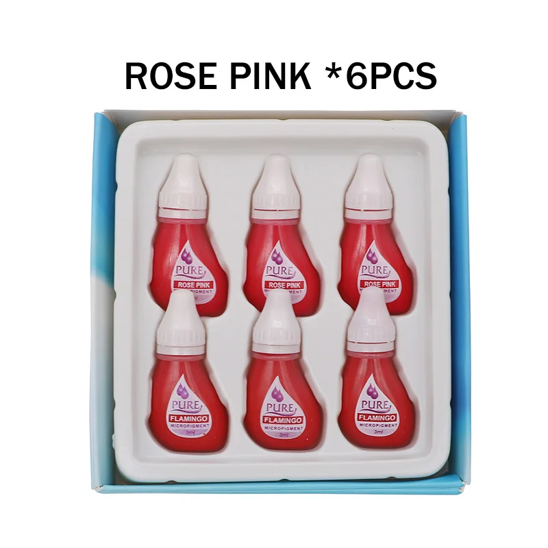 ROSE PINK (6PCS) 6 шт. США пигмент «Biotouch» получить чистый доверие чистый микропигмент Перманентный макияж татуировки чернила для бровей подводка для глаз губ - Цвет: ROSE PINK (6PCS)