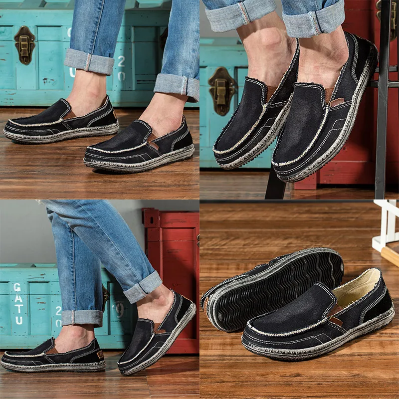 2018 New Men's Loafers Moccasins Men Canvas Shoes Fashion Summer Light Slip On Driving Black Blue Grey Yellow | Обувь