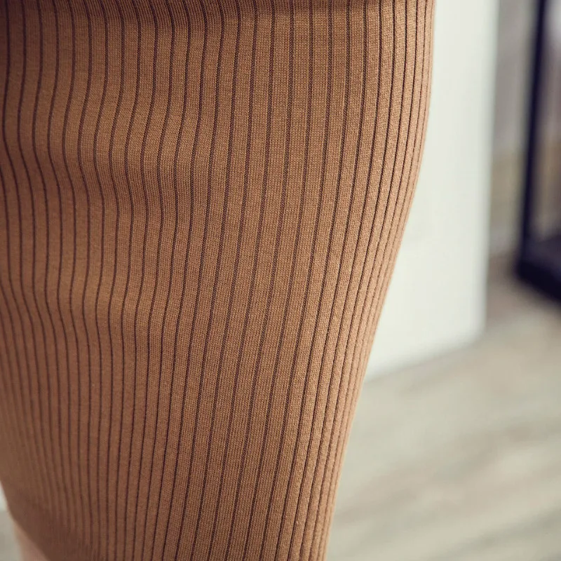 2018 тянущиеся тонкие длинные юбки для женщин вязанные с высокой талией в