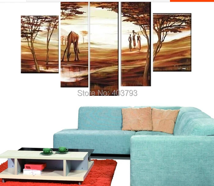 

MODERN ABSTRACT HUGE LARGE CANVAS ART OIL PAINTING 5P africa landscape paintings no framed