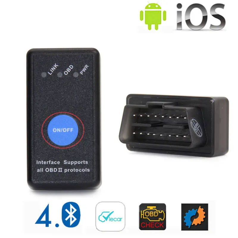 Мини ELM 327 Bluetooth 4,0 с выключателем питания 25K80 ELM327 V1.5 OBD2 Интерфейс сканирующий инструмент для IOS Android