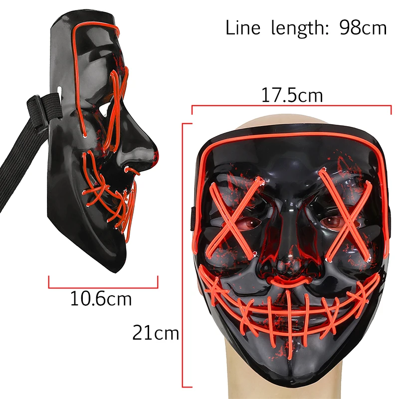 Маска для Хэллоуина светодиодная маска светящиеся маски вечеринки неоновые