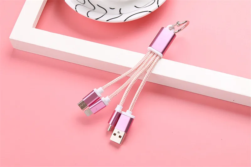 3 в 1 брелок Портативный Micro usb type C мульти зарядное устройство кабель для huawei p20 lite honor 9 lite 9i 8 8x7c 7x 7a note 10 8 cabel