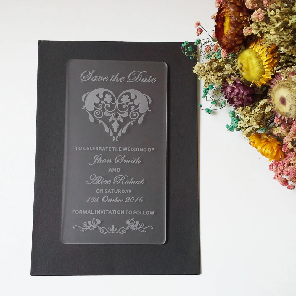 

Customized 100*180mm Frosted Acrylic wedding Save the Date cards (1lot=100pcs)