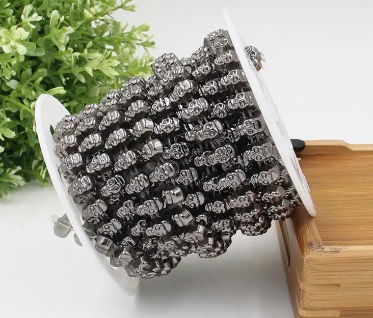 20 ярдов Позолоченные/черные черепы с черепами отделка цепи УФ-покрытием для