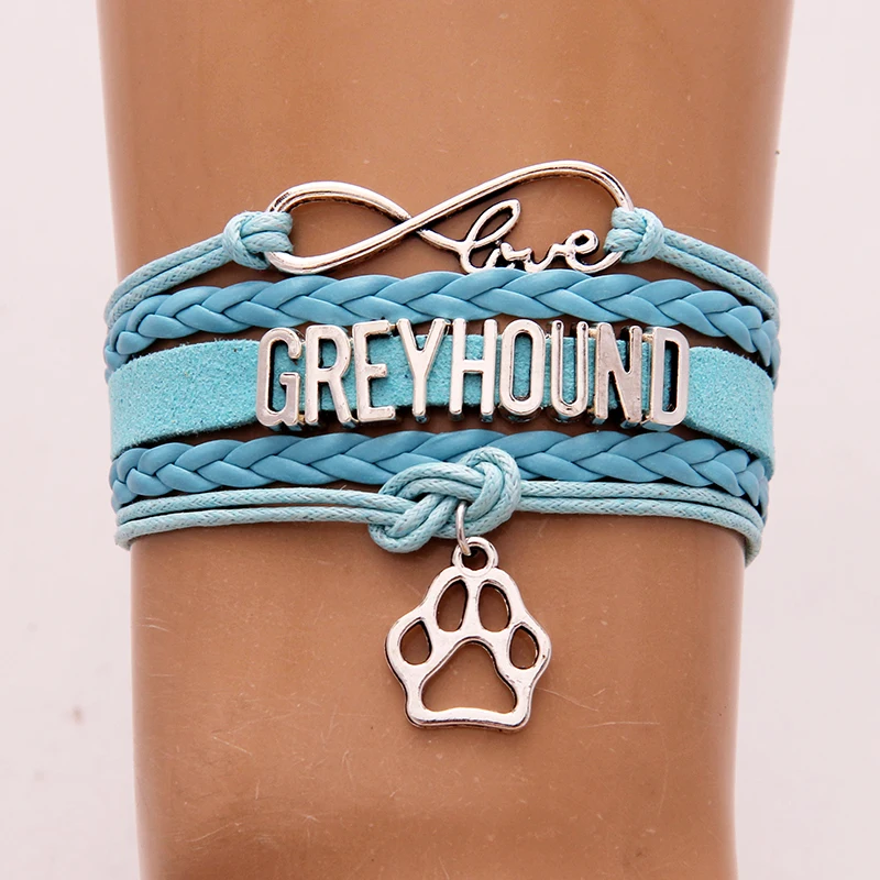Браслет Infinity Love Greyhound подвеска собачья лапа Кожаные плетеные украшения для