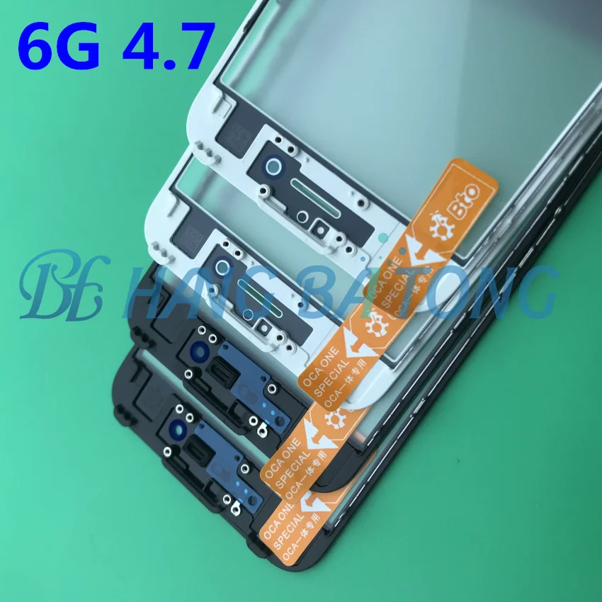 

50pcs/lot Original 3 in 1 LCD Front Touch Screen Glass Outer Lens+OCA glue film for iphone 6 6G 4.7inch with frame bezel