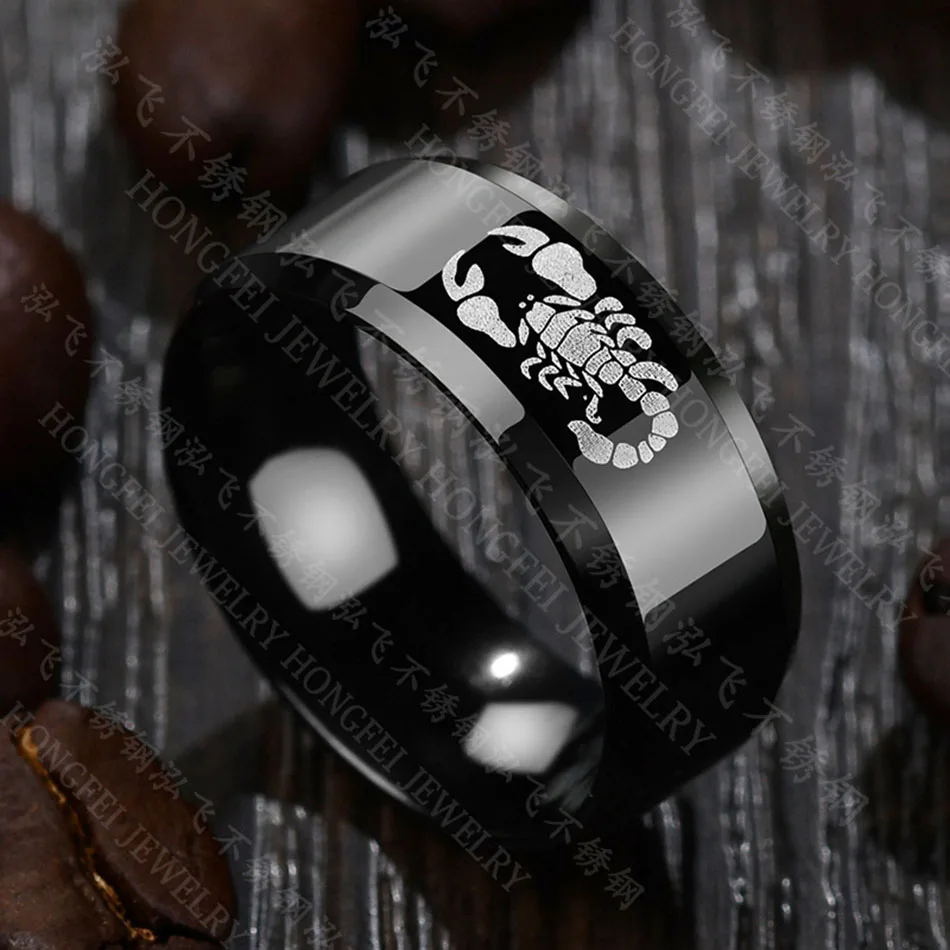 Liumo Trendy Simple Black Punk Style Scorpion Men Stainless Steel Statement Biker Ring Lr709 | Украшения и аксессуары