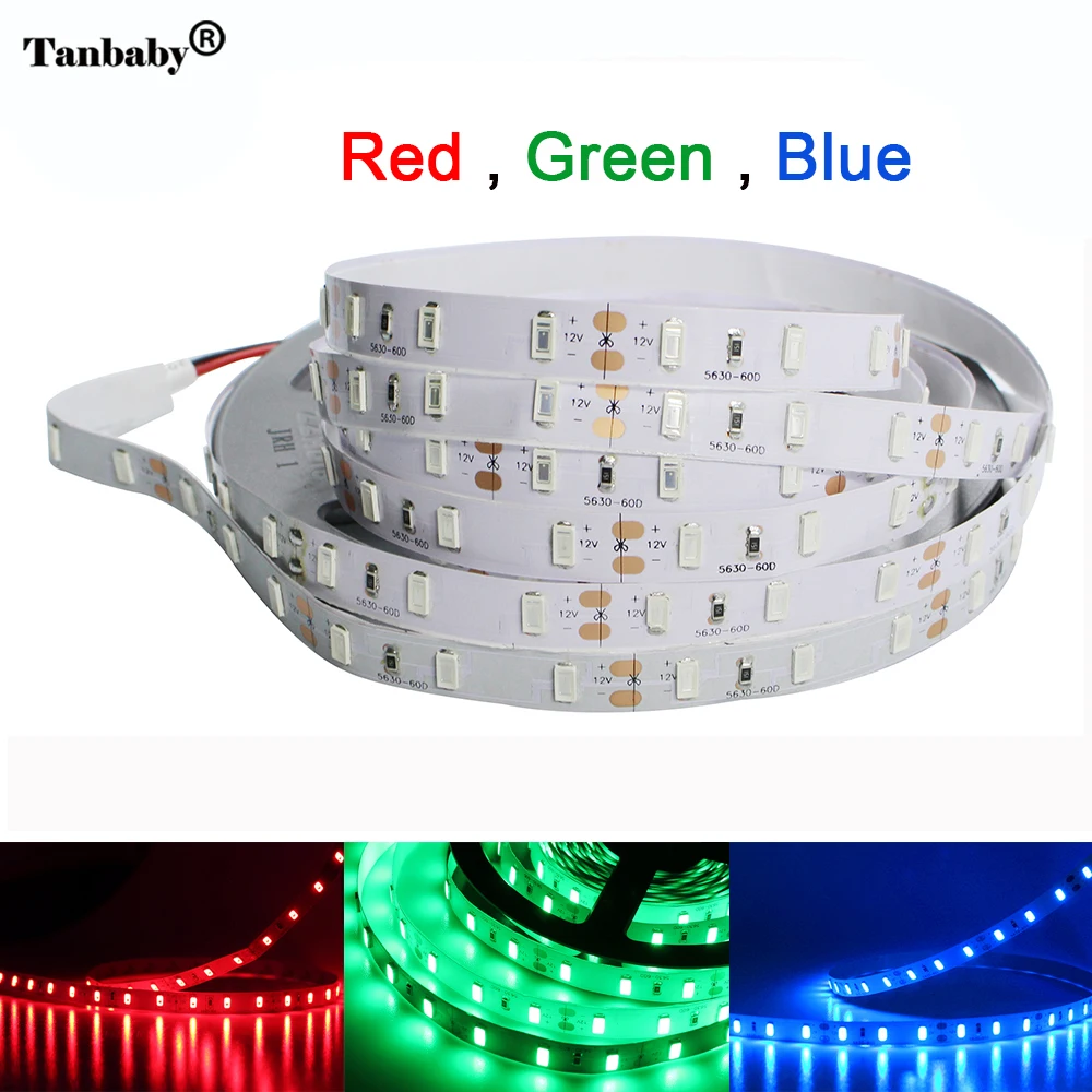 5630 Светодиодный ленточный светильник 5 м 300led DC12V 2A гибкий с контроллером источник