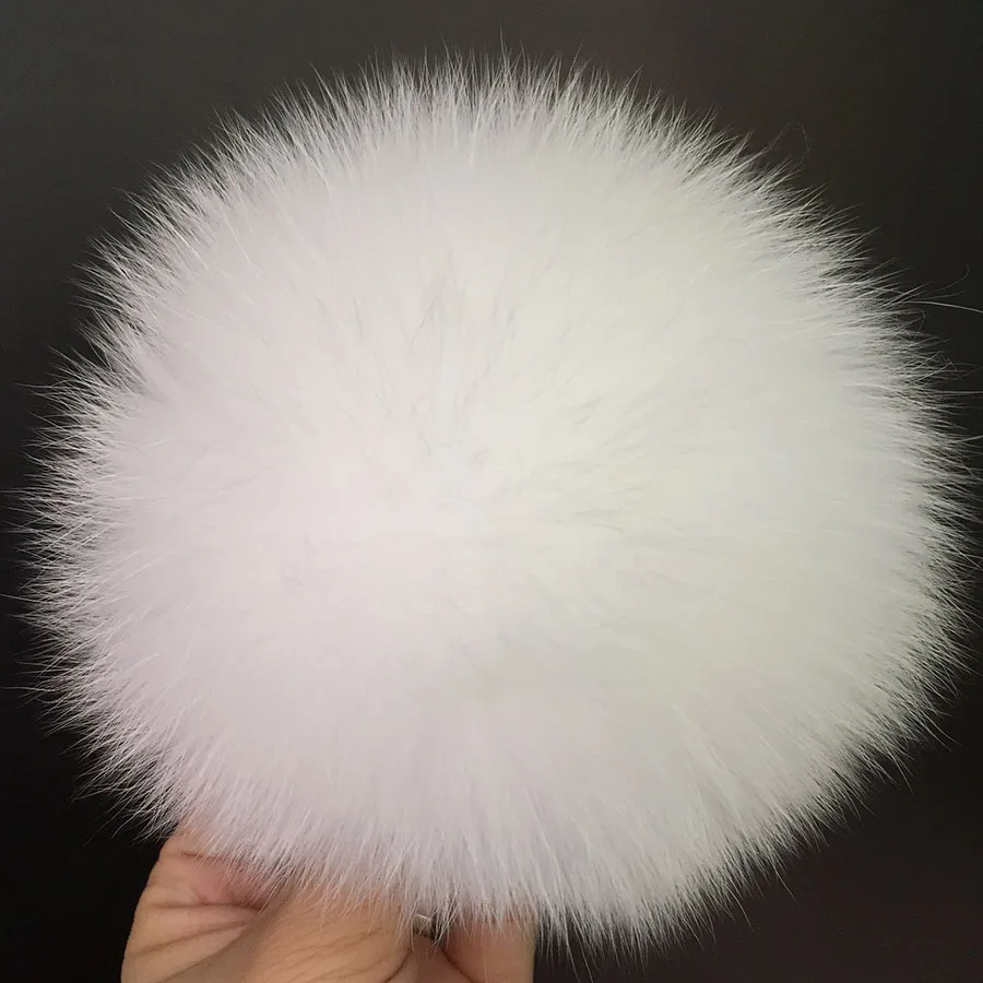 DIY 14-15 см большие помпоны из лисьего меха меховые шарики для вязаной шапки зимние шапочки и брелки и шарфы помпоны из натурального Лисьего меха - Цвет: white