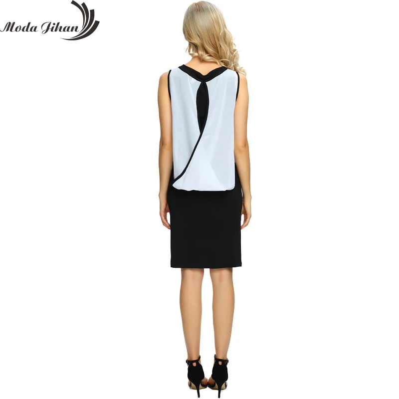 Moda Jihan женское летнее платье растягивающееся без рукавов Женская рабочая одежда