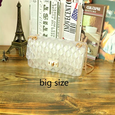 White bigger Clear Colorful Transparent jelly Bag Gradient Candy Color Crossbody Bags Designed Ladies Shoulder Chain Messenger Bag - Цвет: White bigger