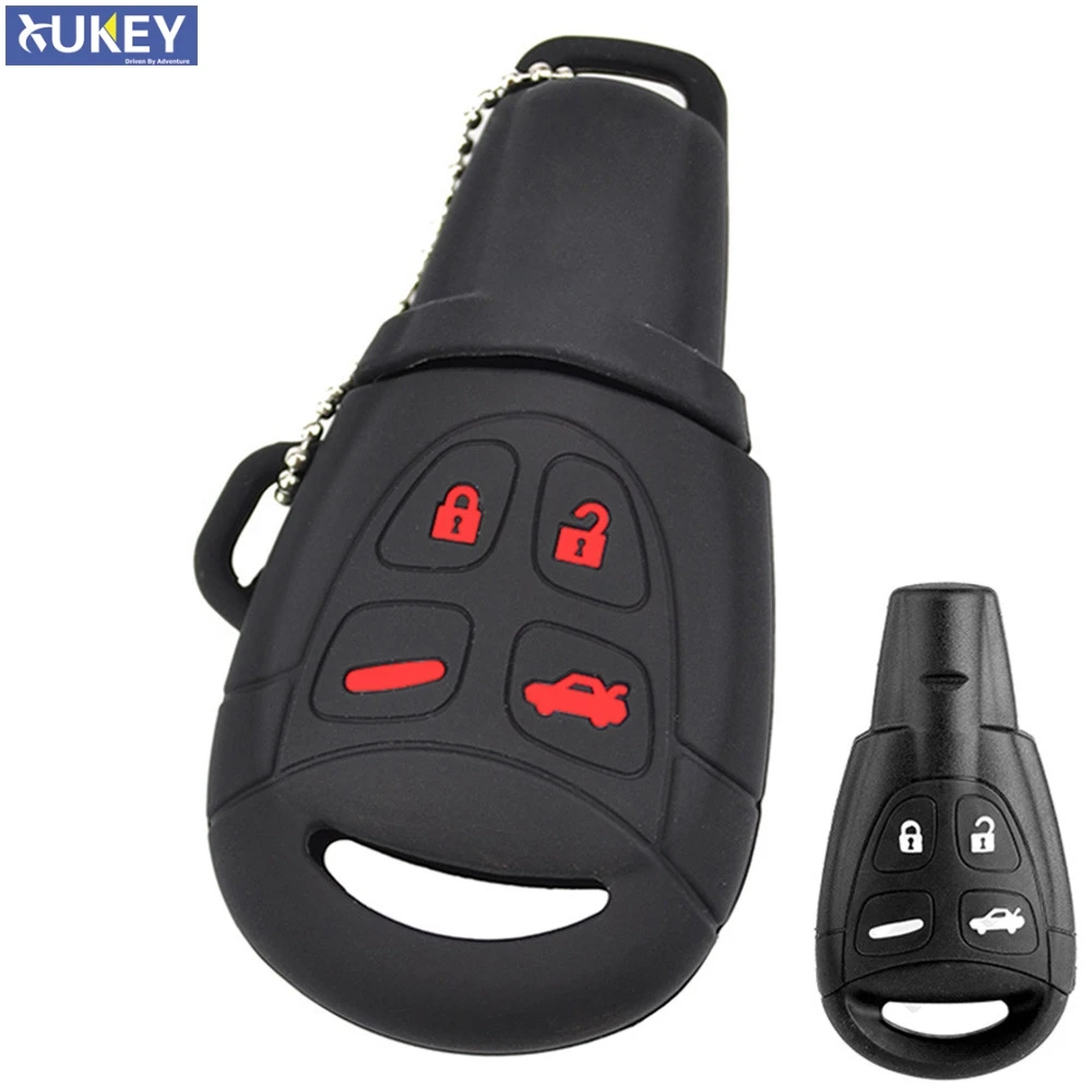 

For SAAB 9-3 9-5 93 95 Silicone Remote Key Case Fob Shell Cover Skin Sleeve 4 Buttons 2005 2006 2007 2008 2009 2010 2011 2012
