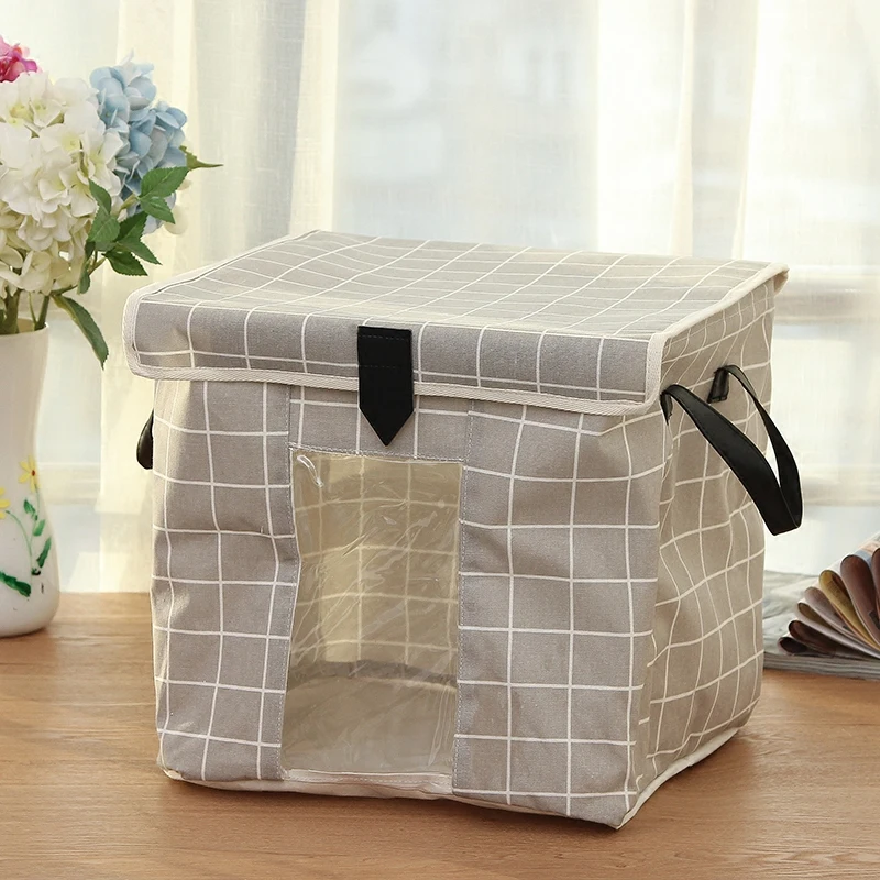 

Japan Style Cotton Linen Storage Basket for Cloth Snack Quilt Cosmetic Desktop Bucket Creative Storage Box Table Organizer