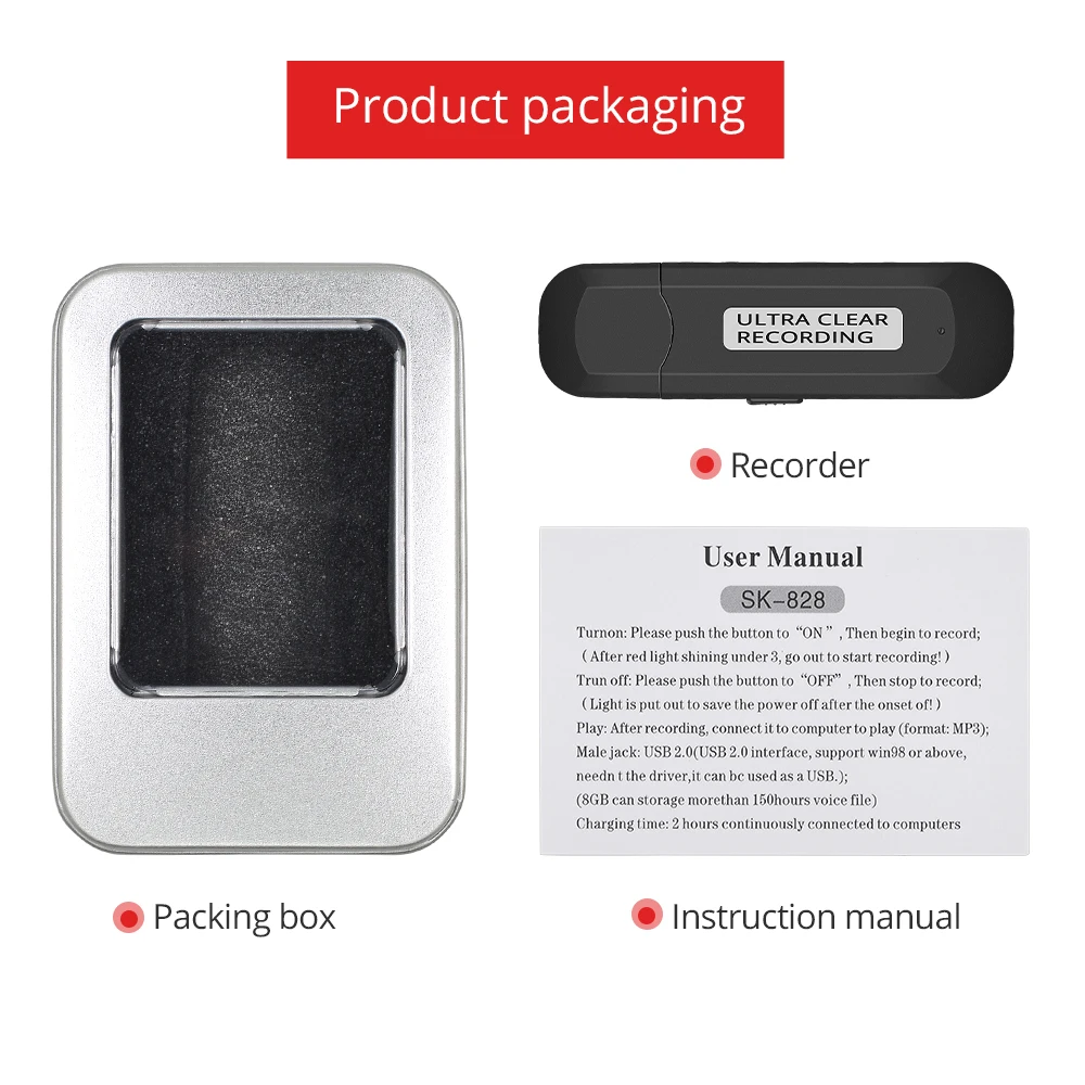 TISHRIC 8 Гб мини USB аудио рекордер ручка цифровой диктофон U диск MP3 стерео 150HR
