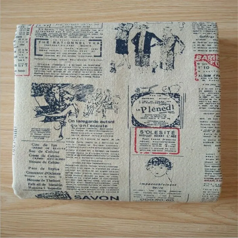 English newspaper printed linen cotton fabric | Дом и сад