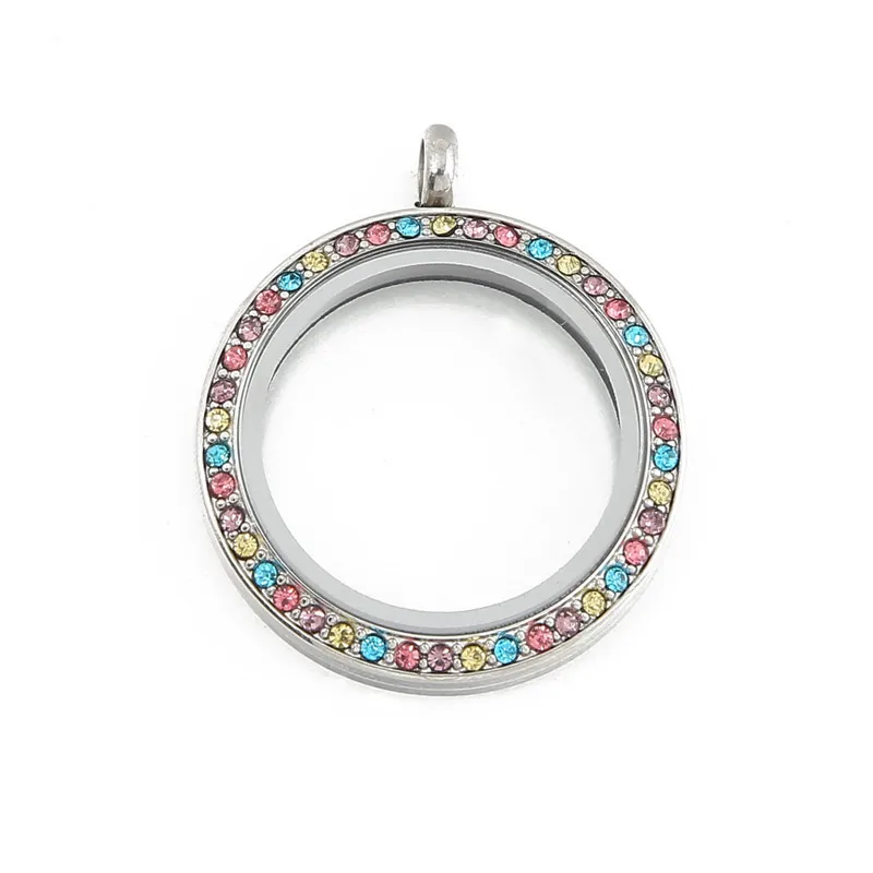 

Somsoar Jewelry 30MM Silvering Twist with Colorful Crystal Floating Glass Locket Fit For DIY Charms