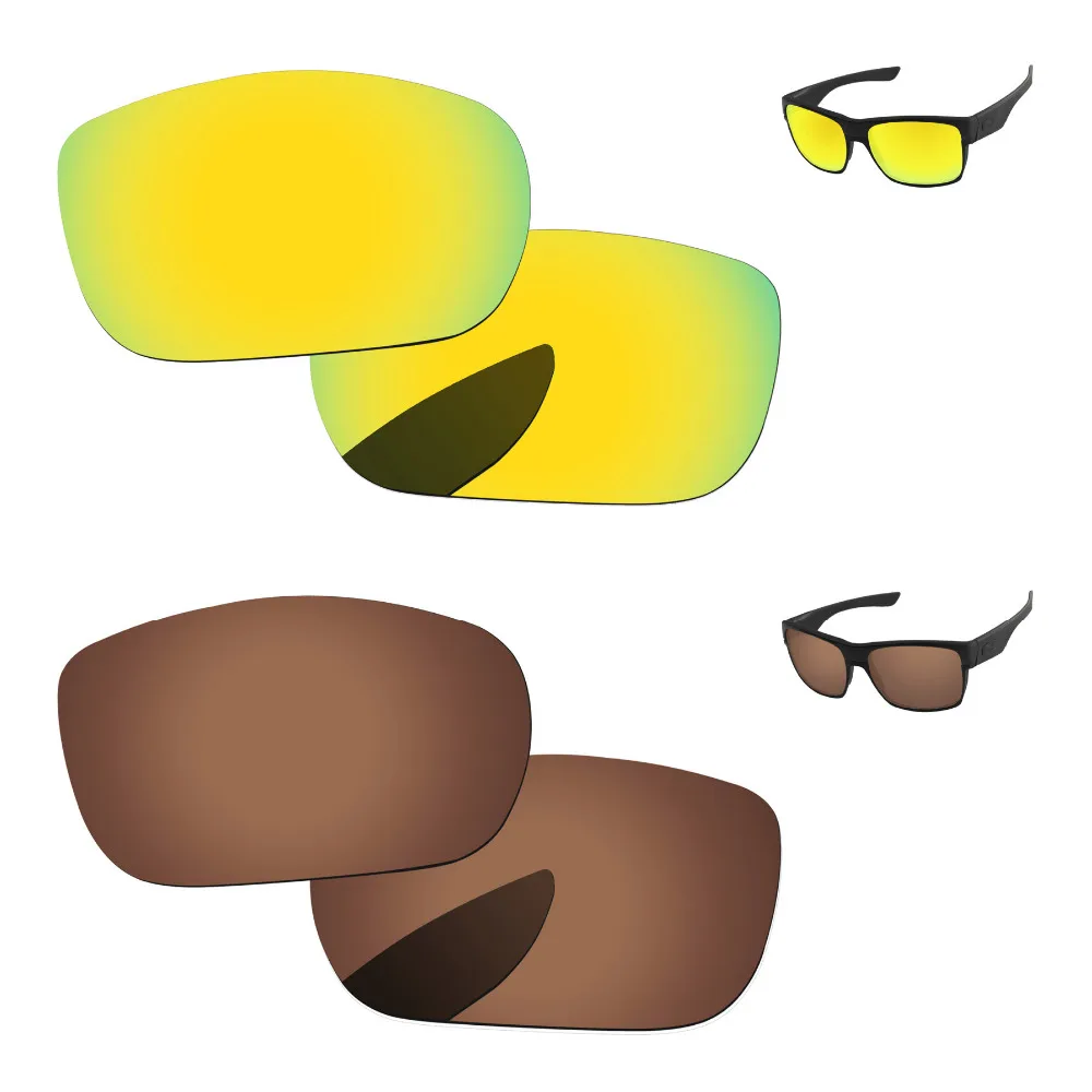 

24 K золотой и медный коричневый 2 пары Поляризованные Сменные линзы для Солнцезащитные очки Рамка 100% UVA и UVB Защита