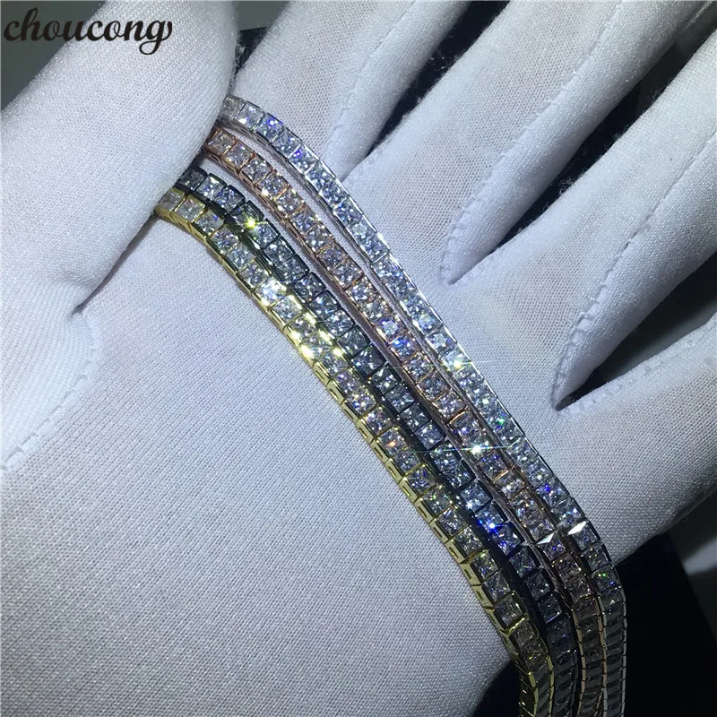 

choucong 4 Colors Tennis bracelet Princess cut AAAAA Cubic Zirconia White Gold Filled Party Wedding bracelets for women Jewerly