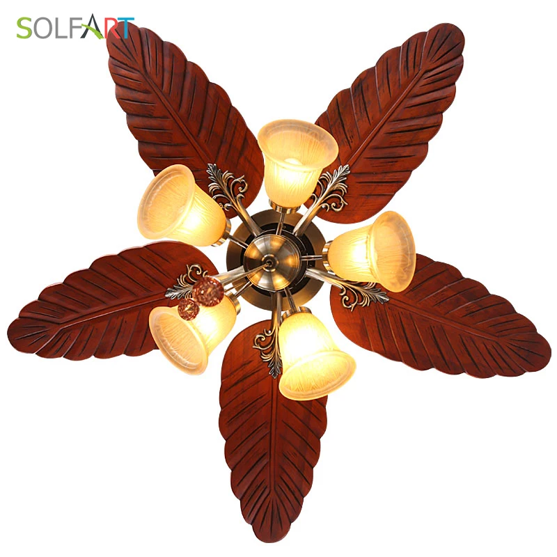 SOLFART деревянный потолочный вентилятор с стеклянный светильник люстры старинные
